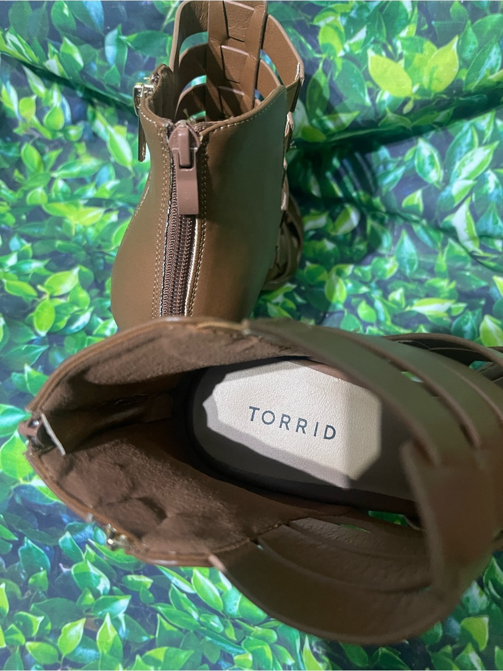 torrid Brown Strappy Wedge Heels with Back Zip